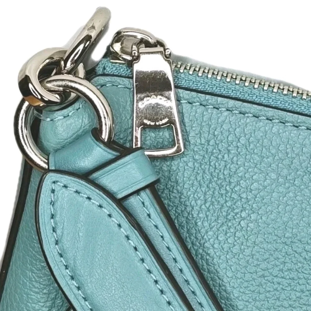 Coach Mae File Pebble Leather Purse Crossbody Denim Pacific Cloud Blue Spring